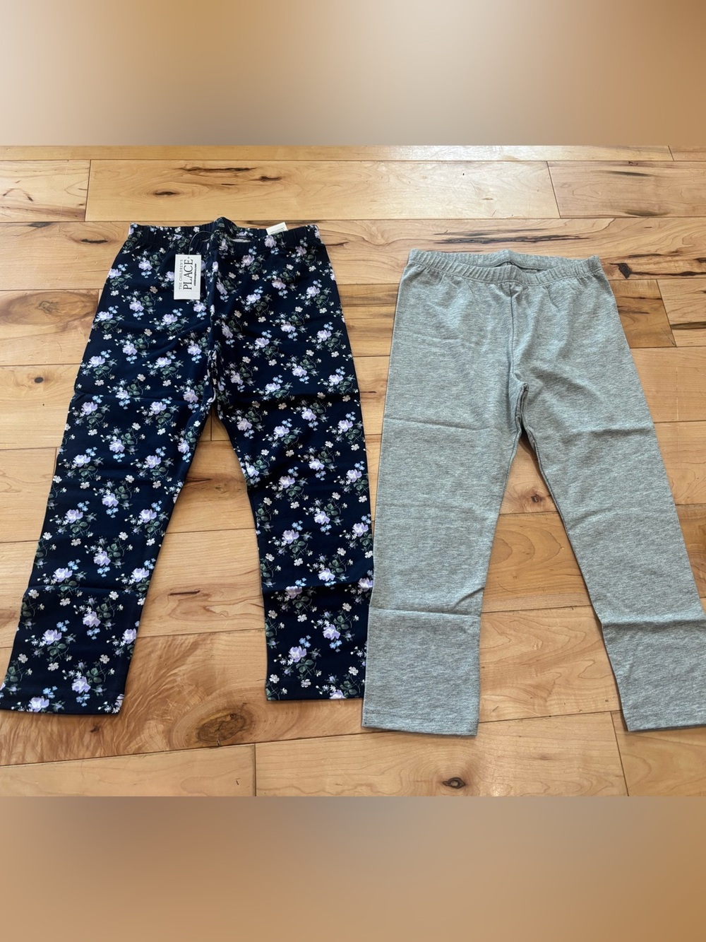 Girls' Floral Navy & Gray Leggings 2-Pack - Soft Stretch Everyday Wear